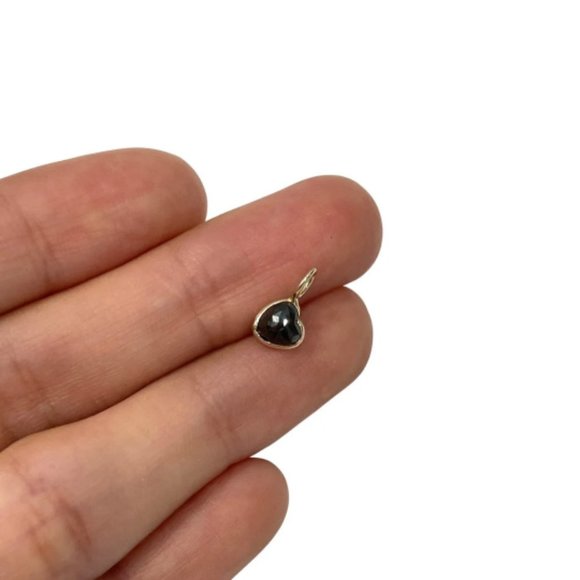 Solid 14k Black Diamond Pendant Charm 11 x 6 mm. - Picture 2 of 4